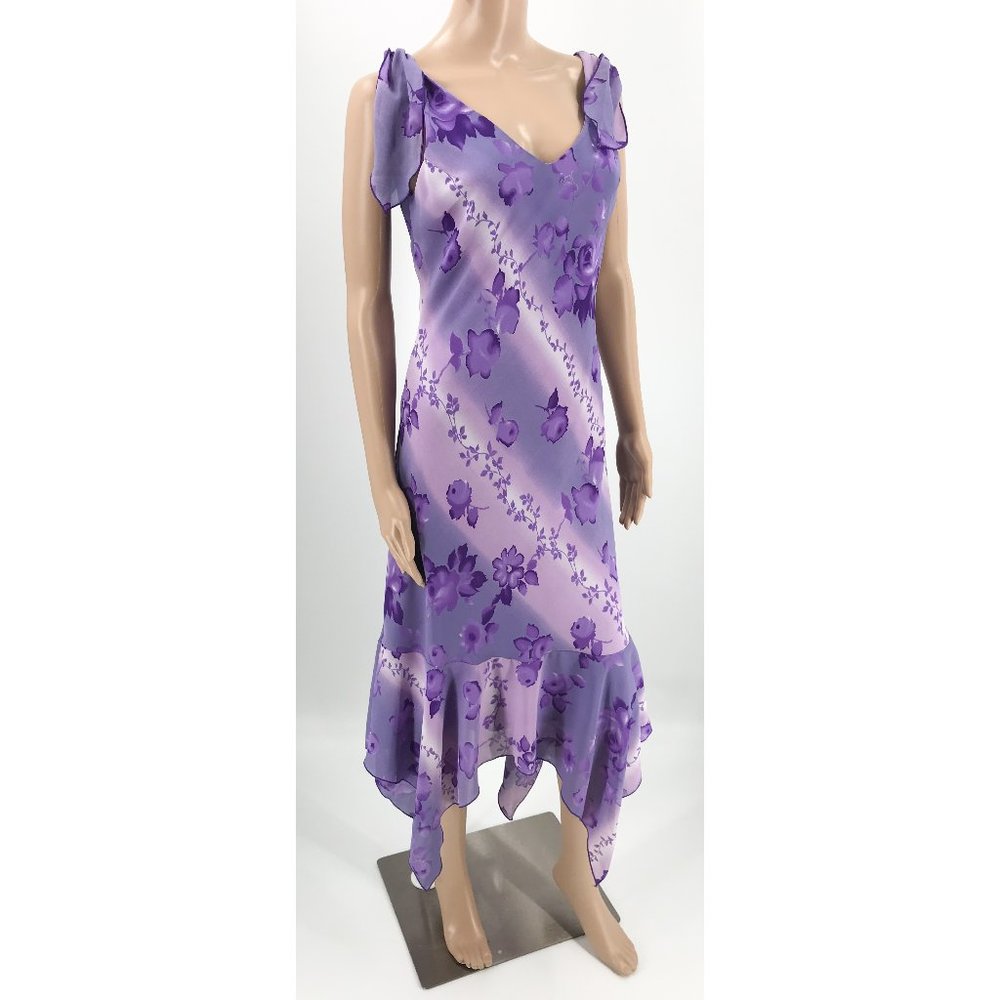 Jonathan Martin Purple Floral Asymmetrical Dress